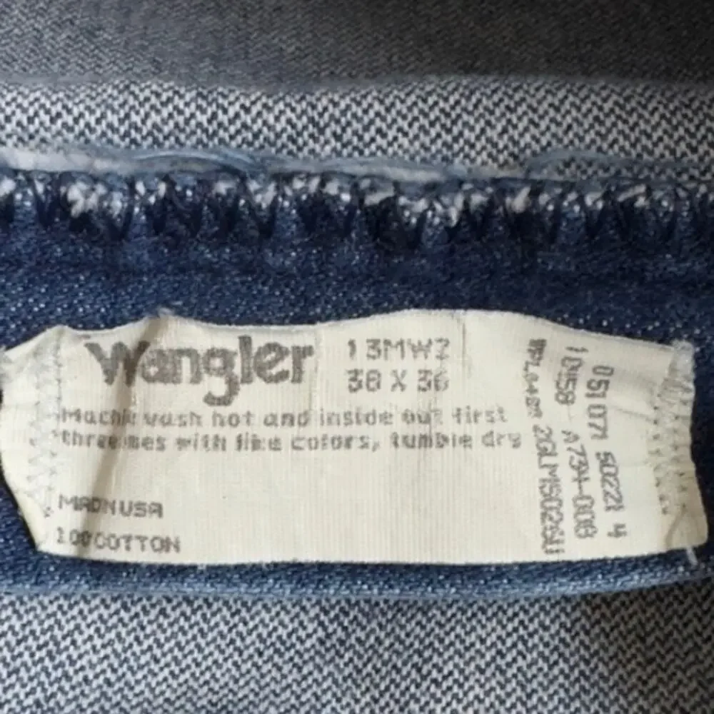 WRANGLER Vintage 70s 80s Denim Blue Patch Pocket  Jeans  Size Mens 38x36